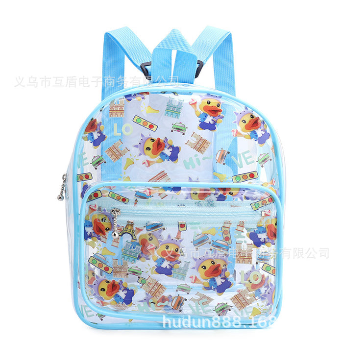 Wholesale little yellow duck transparent schoolbag for primary school students CLEAR BACKPACKS JDC-BP-Lefei004