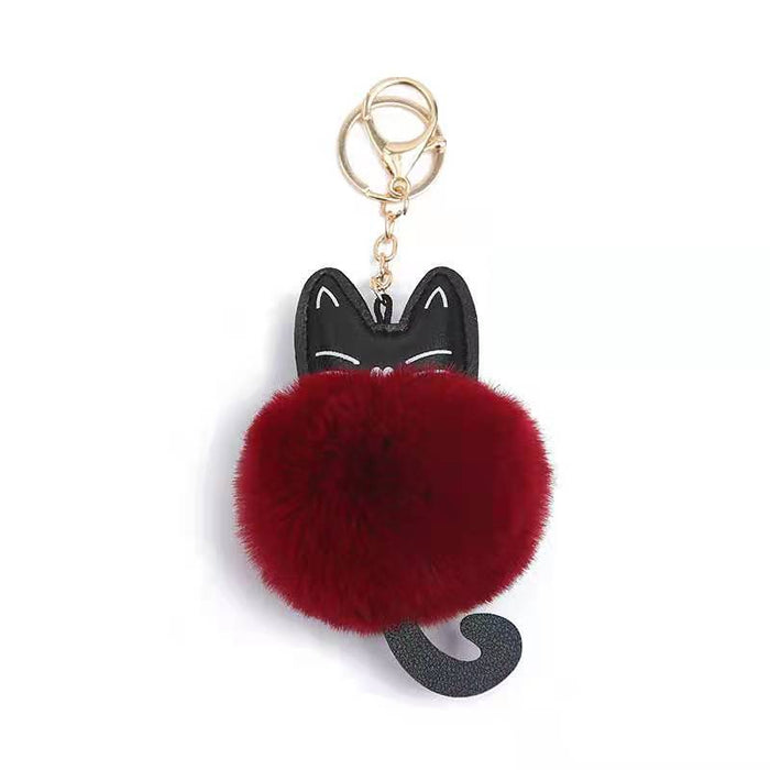 Wholesale Keychains Faux Fur Plush Kitten MOQ≥5 JDC-KC-AngL001