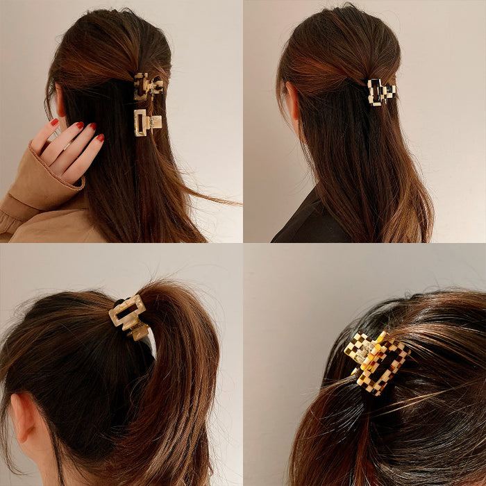 Wholesale Acetate Leopard Checkerboard Hair Clips JDC-HC-Chengfei002