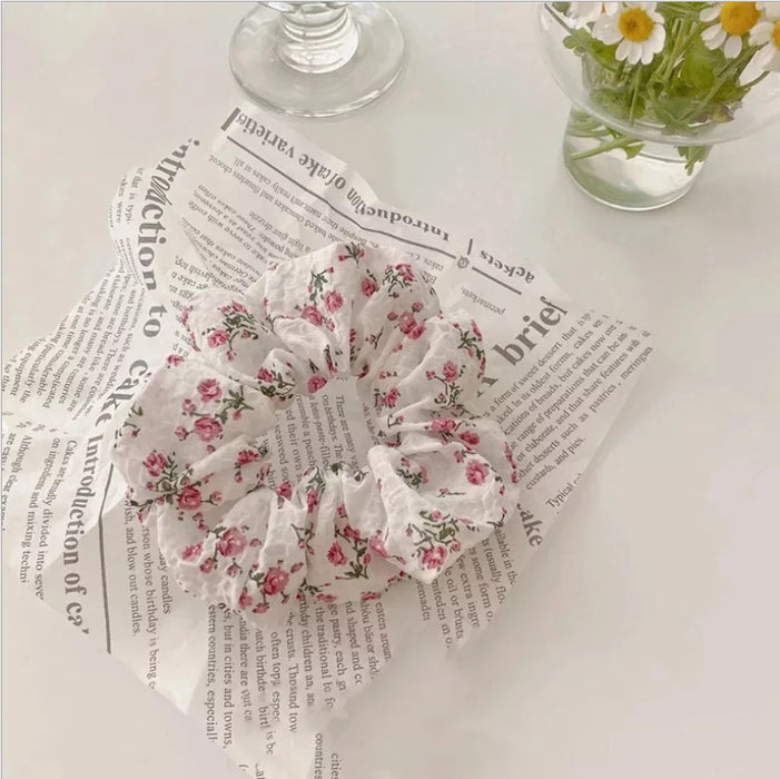 Wholesale hair rope cloth French floral plaid MOQ≥2 JDC-HS-SD002