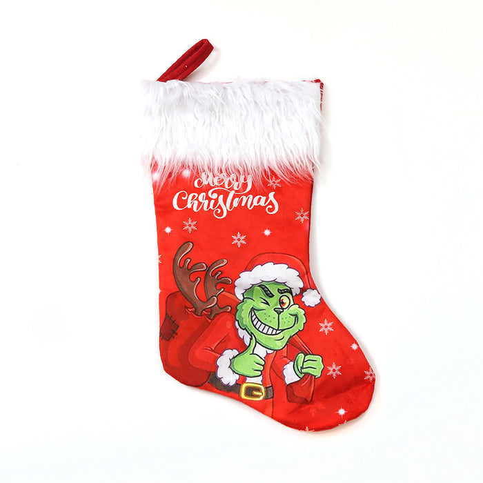Calcetín al por mayor súper suave no tejida decoración navideña bolso de regalo de dulces jdc-sk-ming001