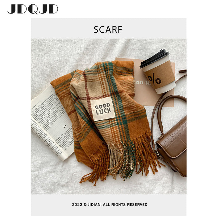 Wholesale Scarf Faux Cashmere Classic Plaid Shawl Winter JDC-SF-Meic006