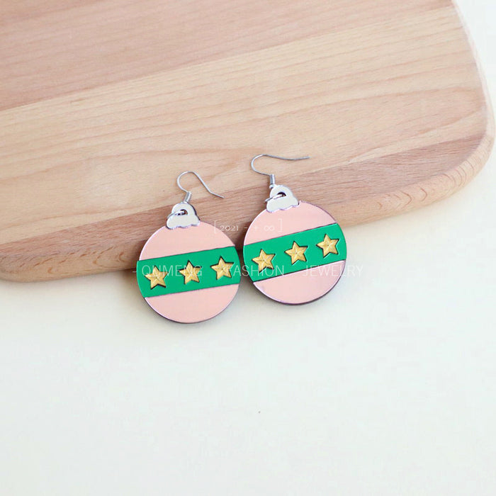 Wholesale Earrings Acrylic Christmas Mirror Red Green Blue Contrast Color Bomb JDC-ES-MOSHU063