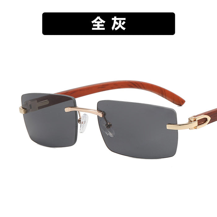 Wholesale Frameless Cut Edge Wood Grain Leg Sunglasses Men's Sunglasses JDC-SG-PLS067