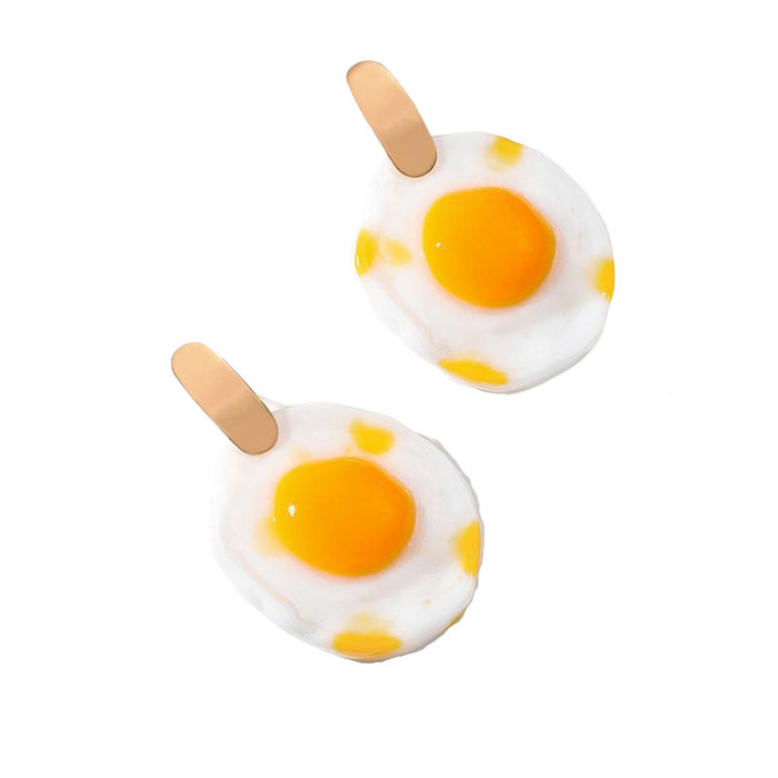 Pendientes al por mayor aleación de huevos fritos creativos acrílicos jdc-es-gute004