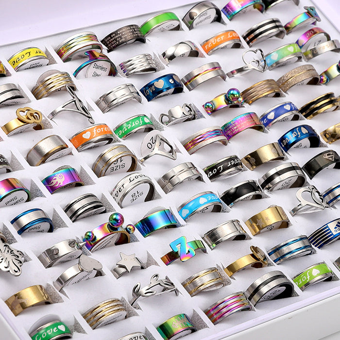 Wholesale Ring Alloy Trend Explosion 1.2 Thick Titanium Steel Stainless Steel Mixed Rings JDC-RS-KuaH015