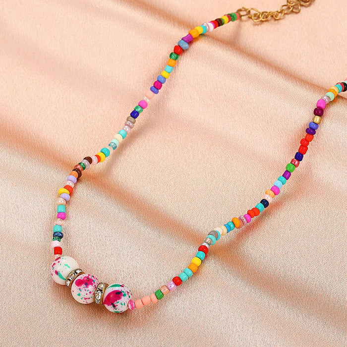 Wholesale Necklace Rice Beads Boho Color Hand Braided Beads JDC-NE-D346