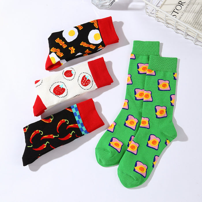 Wholesale Socks Cotton Creative Strawberry Fried Egg Socks MOQ≥5 JDC-SK-XinH016