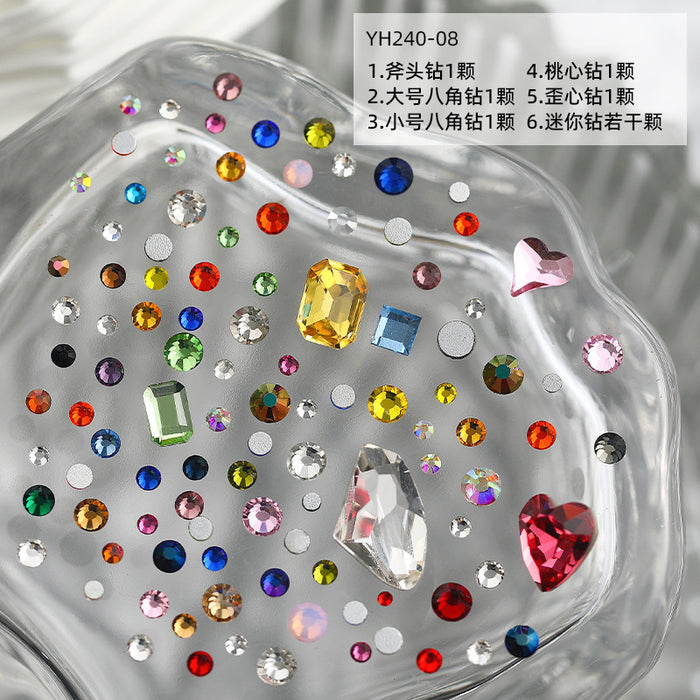 Las piedras preciosas de color al por mayor decoraciones de arte de uñas en forma de plástico JDC-NS-Wenyu002