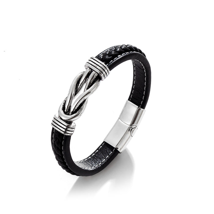 Wholesale Men's Bracelets Stainless Steel Leather Magnet Buckle JDC-BT-YiS009