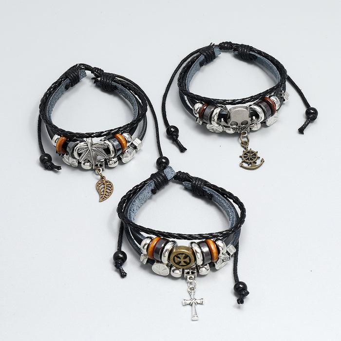 Wholesale Bracelet Leather Cross Vintage Men's Bracelet JDC-BT-ShuoQ001