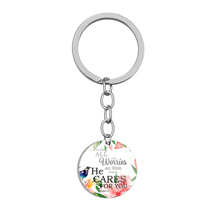 Wholesale Religious Faith Inspirational Bible Stainless Steel Keychain MOQ≥2 JDC-KC-HuanYu009