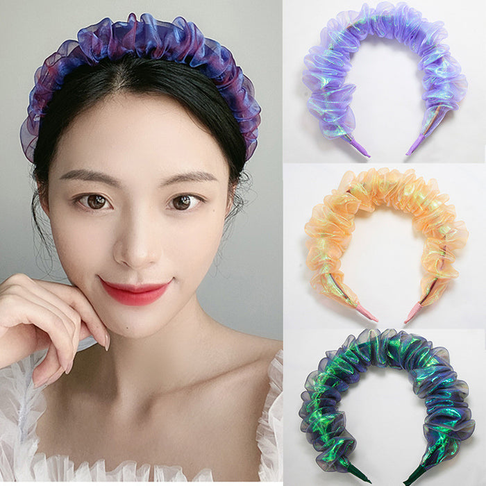 Wholesale vintage organza pleated large intestine headband for women JDC-HD-Lizhen005