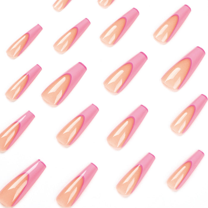 Wholesale nail patches 24pcs/box French pink long ballet MOQ≥3 JDC-NS-LFan038