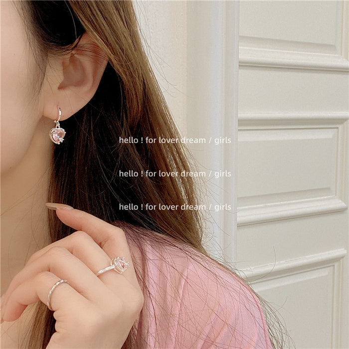Wholesale Pink Love Zircon Rhinestone Ear Buckles JDC-ES-Lfm009