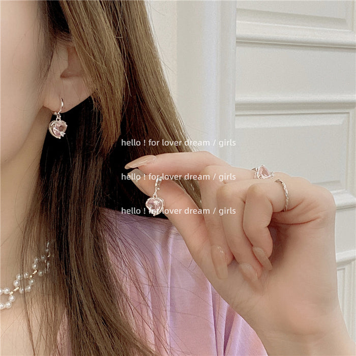 Wholesale Pink Love Zircon Rhinestone Ear Buckles JDC-ES-Lfm009