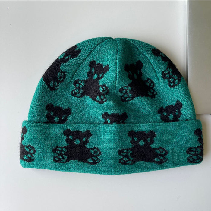 Wholesale Hat Wool Cute bear pattern Knitted Winter Hat MOQ≥2 JDC-FH-JIER030