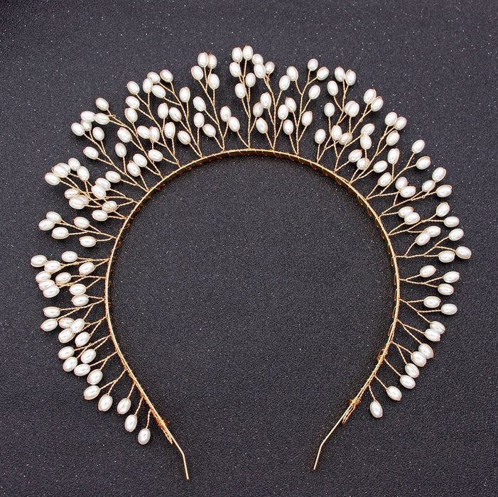 Corona de perla de perla al por mayor Corona de dama de honor hecha a mano MOQ≥2 JDC-HD-DENGH005