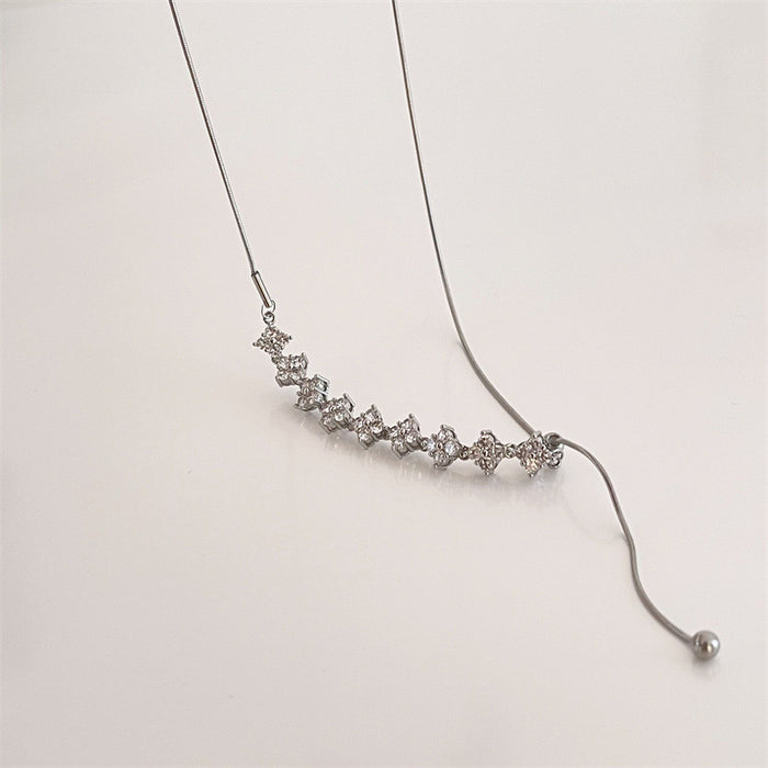 Wholesale Necklace Silver Wheat Ear Zircon Adjustable Clavicle Chain JDC-NE-PiaoT003