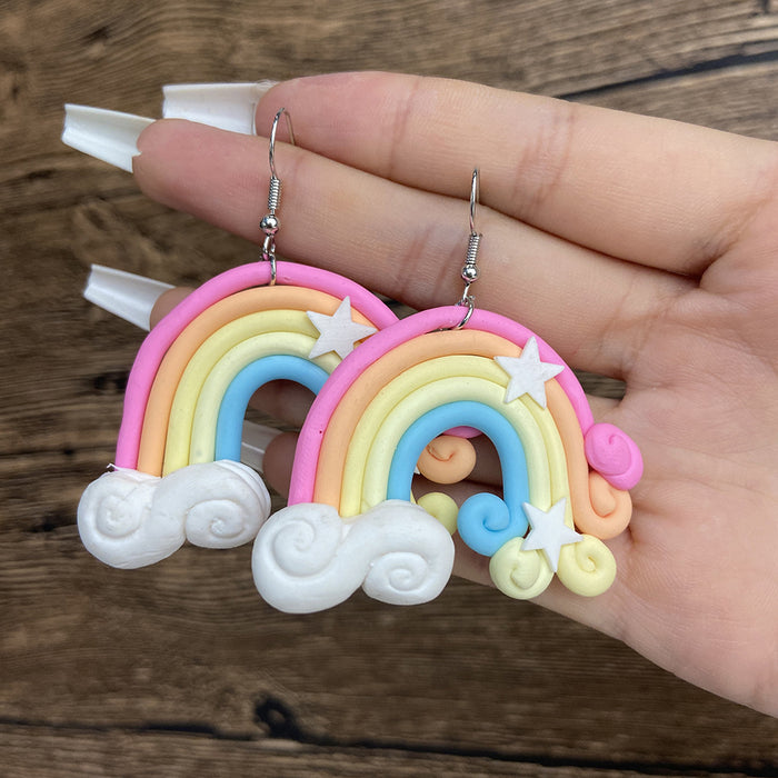 Wholesale Earrings Soft Pottery Cute Rainbow Earrings MOQ≥2 JDC-ES-Yida012