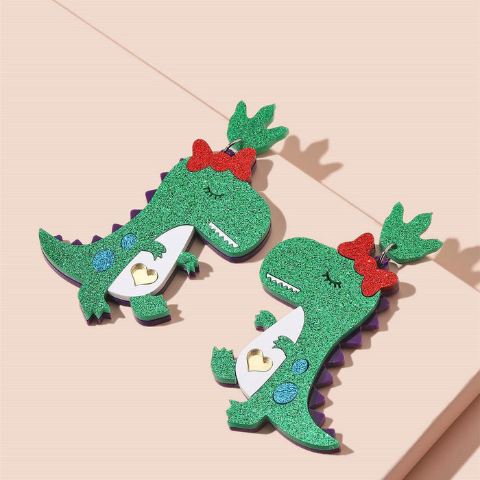 Wholesale Acrylic Party Dinosaur Girl Earrings MOQ≥2 JDC-ES-GANL023