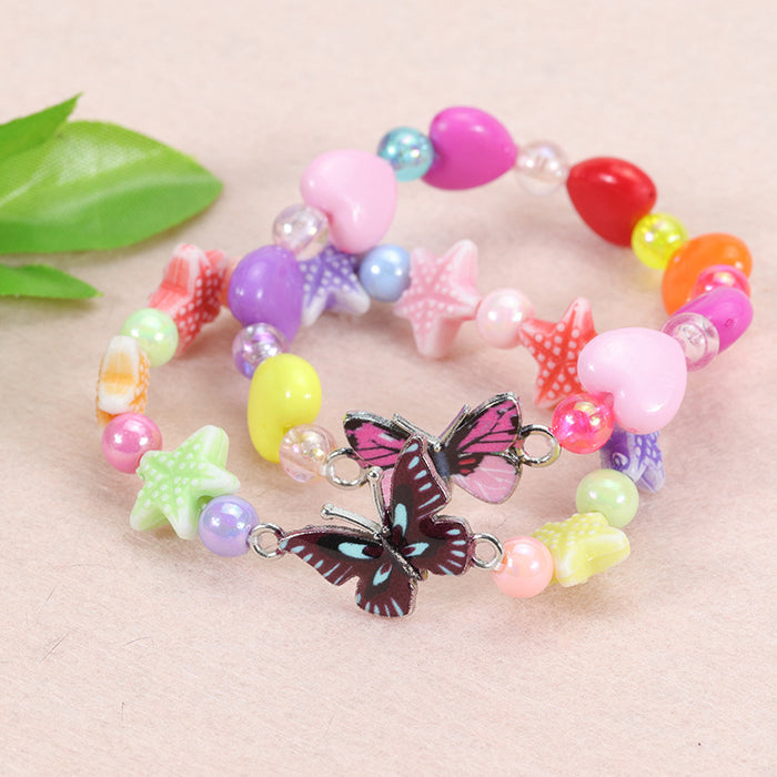 Pulsera al por mayor Acrílico colorido mariposa de mariposa para niños MOQ≥2 JDC-BT-YIYE036