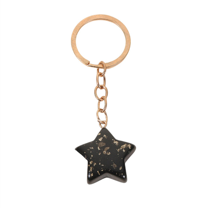 Cadena de llave al por mayor Poldes de polvo de oro acrílico Pentagrama Pentagrama MOQ≥2 JDC-KC-RRUI005