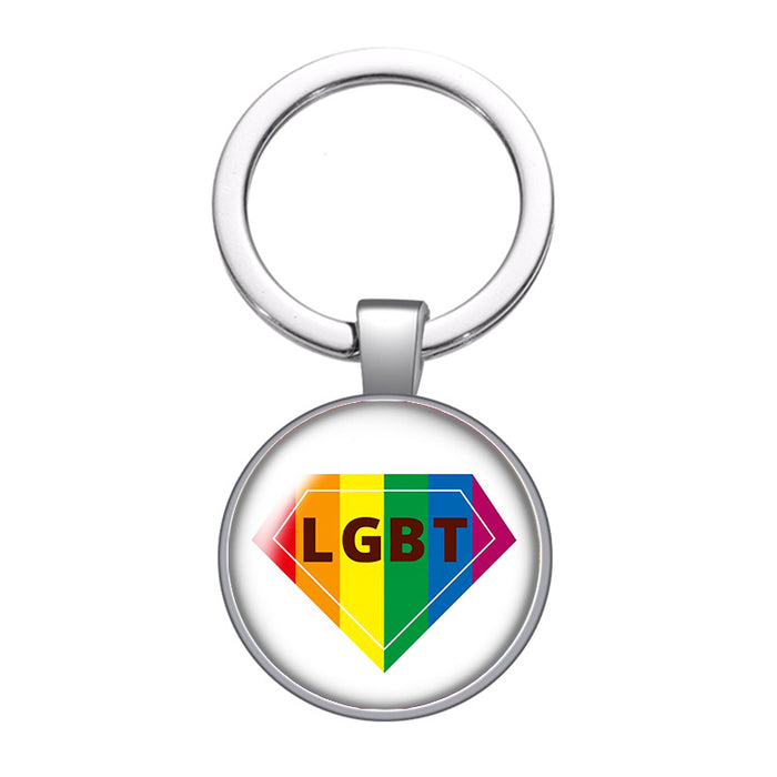 Wholesale LGBT Pride Day Alloy Time Stone Keychain JDC-KC-CMX002
