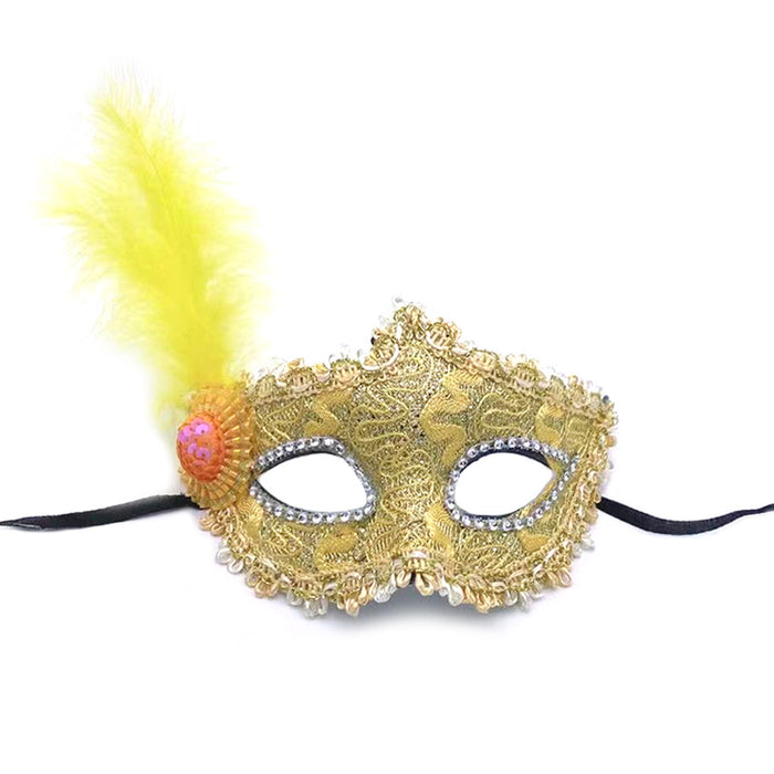 Máscara al por mayor de plástico Halloween Feather Diamond Lace Half Face Eye Mask MOQ≥2 JDC-FM-Aoshun005