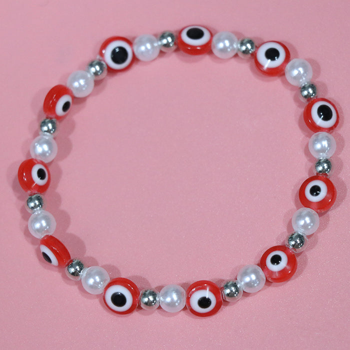 Wholesale Devil's Eye Bracelet Imitation Pearl Stretch Bracelet MOQ≥2 JDC-BT-HuoM004
