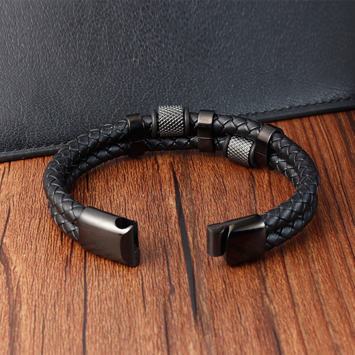 Wholesale Stainless Steel Braided Leather Bracelet JDC-BT-OuSD005