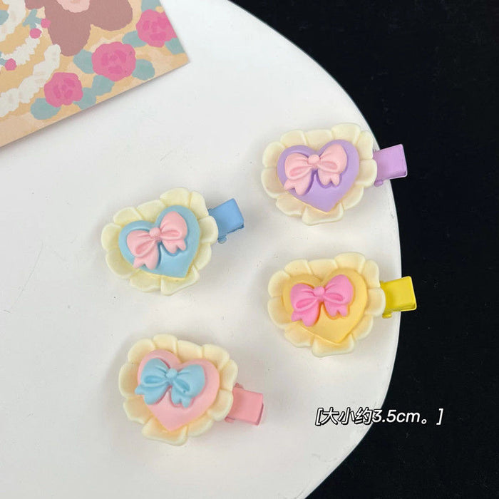 Wholesale Hair Clips Resin Heart Bow Candy Color JDC-HC-XingZ007
