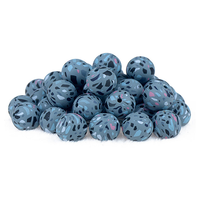 Wholesale DIY Water Transfer Silicone Beads 15mm Color Leopard Print Loose Beads MOQ≥50 JDC-DIY-BangX001