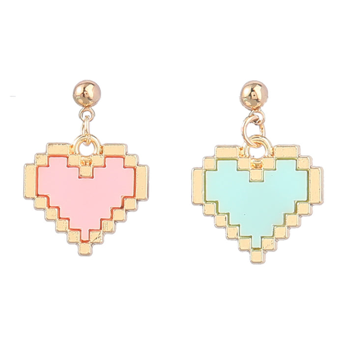 Wholesale plastic pixel style love earrings girl heart MOQ≥2 JDC-ES-jiul004