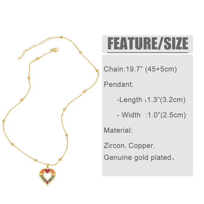 Wholesale Necklace Copper Plated 18K Gold Zircon Dragonfly Heart Shape JDC-PREMAS-NE-011