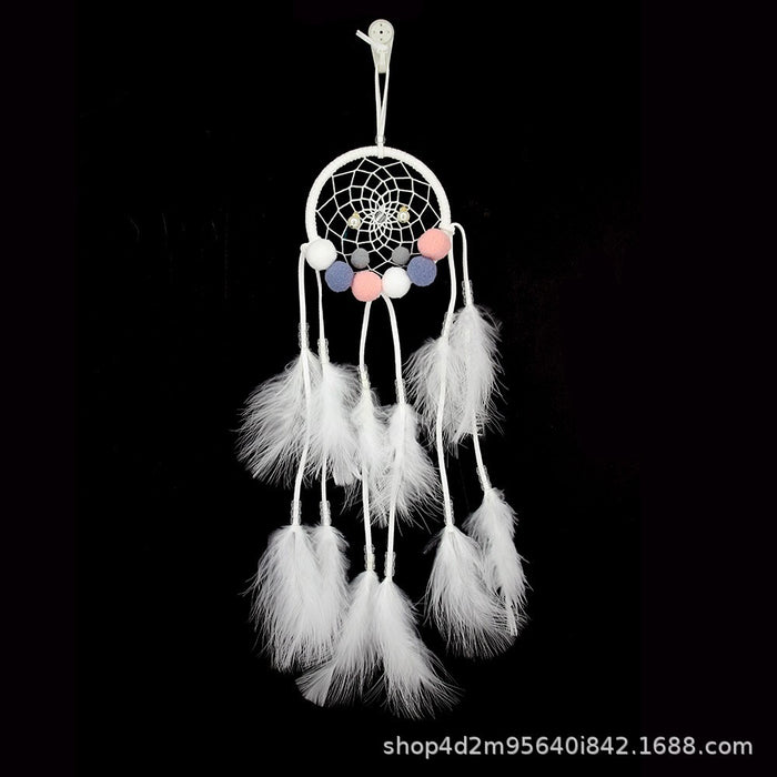 Wholesale Dreamcatcher Plastic Circle Feather Ball Wall Decoration MOQ≥2 JDC-DC-BNG006