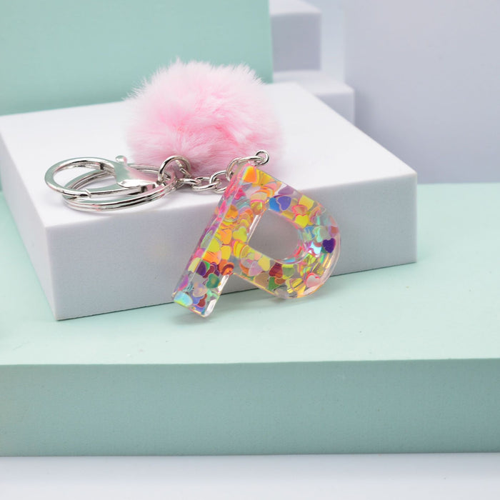 Jewelry WholesaleWholesale love sequin resin drip glue 26 English letter keychains MOQ≥2 JDC-KC-YiWa001 Keychains 伊娃 %variant_option1% %variant_option2% %variant_option3%  Factory Price JoyasDeChina Joyas De China