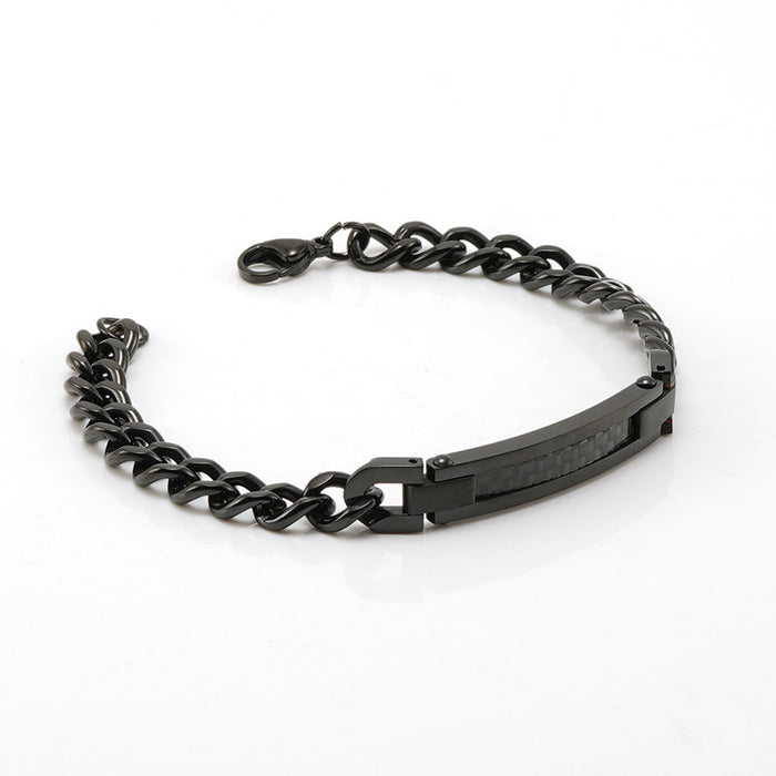 Wholesale Bracelet Titanium Steel Cuban Chain Carbon Fiber Black Adjustable MOQ≥2 JDC-BT-ZhongX006