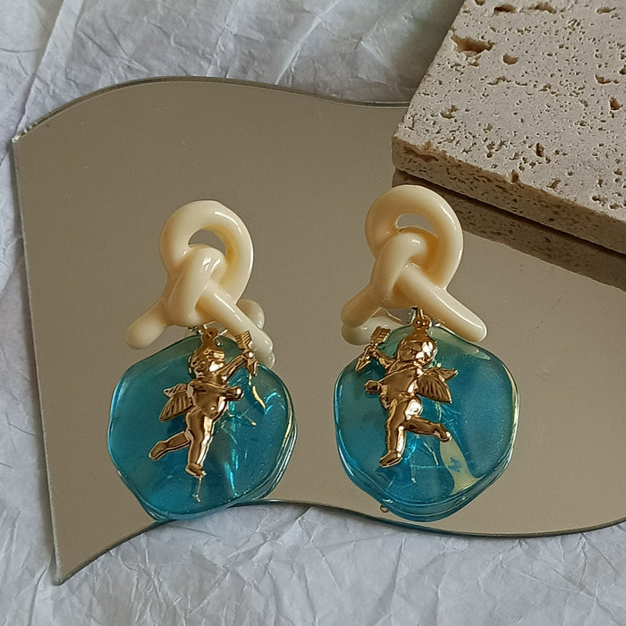 Wholesale S925 Silver Baroque Resin Angel Aurora Water Wave Earrings JDC-ES-MISUI003