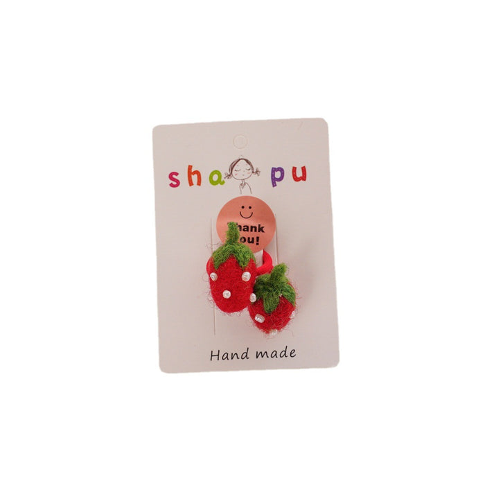 Wholesale Hair Scrunchies Fabric Wool Felt Fruit Children Cute MOQ≥2 JDC-HS-shapu001