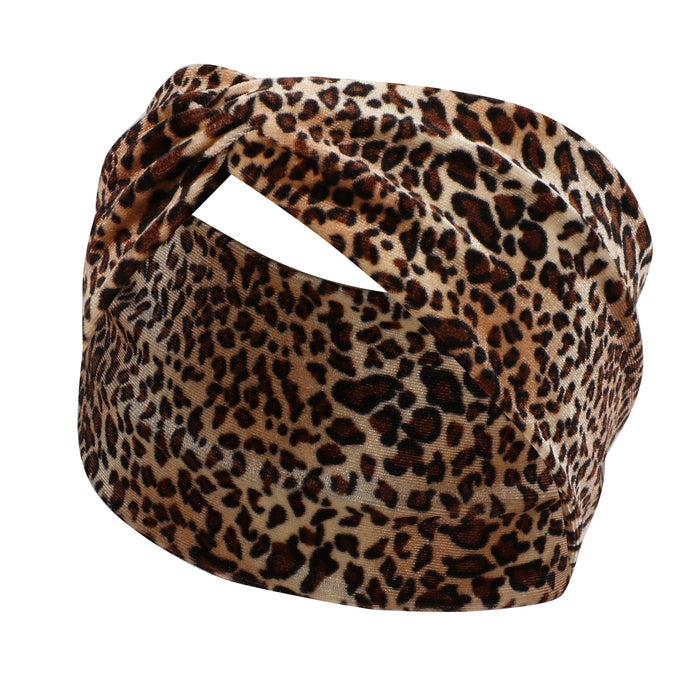 Wholesale Headband Gold Velvet Print Leopard Print Wide Edge Face Wash MOQ≥2 JDC-HD-FanM008