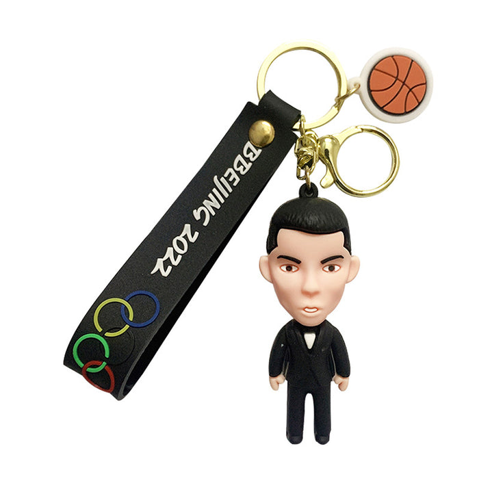 Wholesale Keychains For Backpacks World Cup Footballer Cartoon PVC Keychain JDC-KC-OShi023