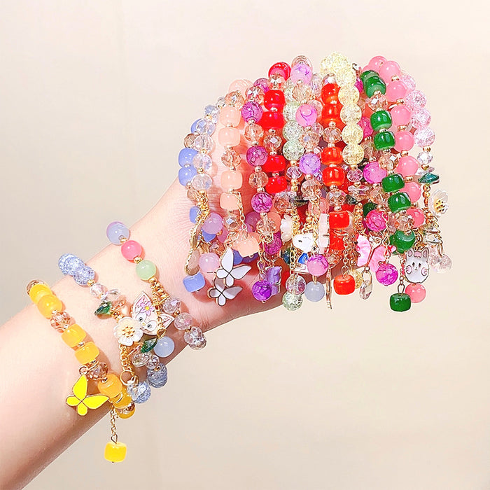 Wholesale Children's Glass Beaded Bracelet Princess Cartoon Crystal Flower Bracelet JDC-BT-RXi001