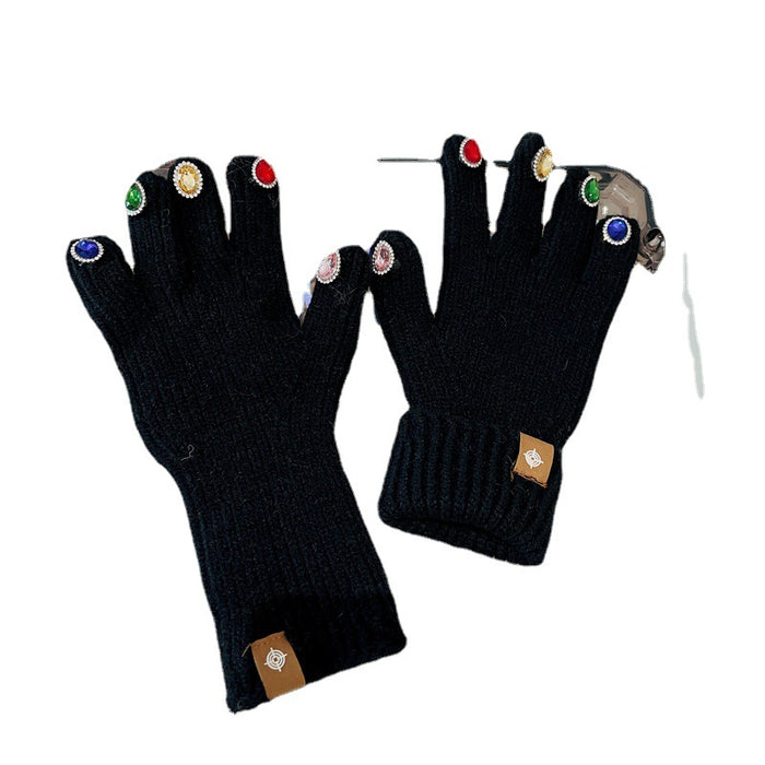 Guantes al por mayor de los guantes acrílicos dedo dividido dedo lindo lindo tejido cálido jdc-gs-huit004