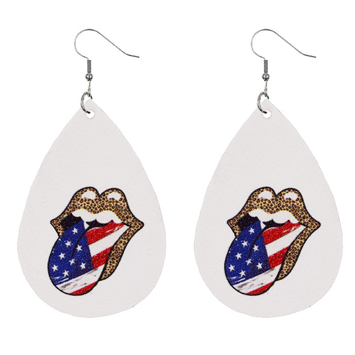 En gros 4 juillet Boucles d'oreilles en cuir de drapeau américain pentagram Jour de l'indépendance Impression à double face JDC-ES-CHENGY020