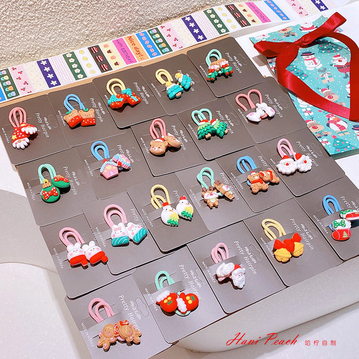 Wholesale Hair Scrunchies Mixed Material Resin Kids Christmas Collection JDC-HS-HaN011
