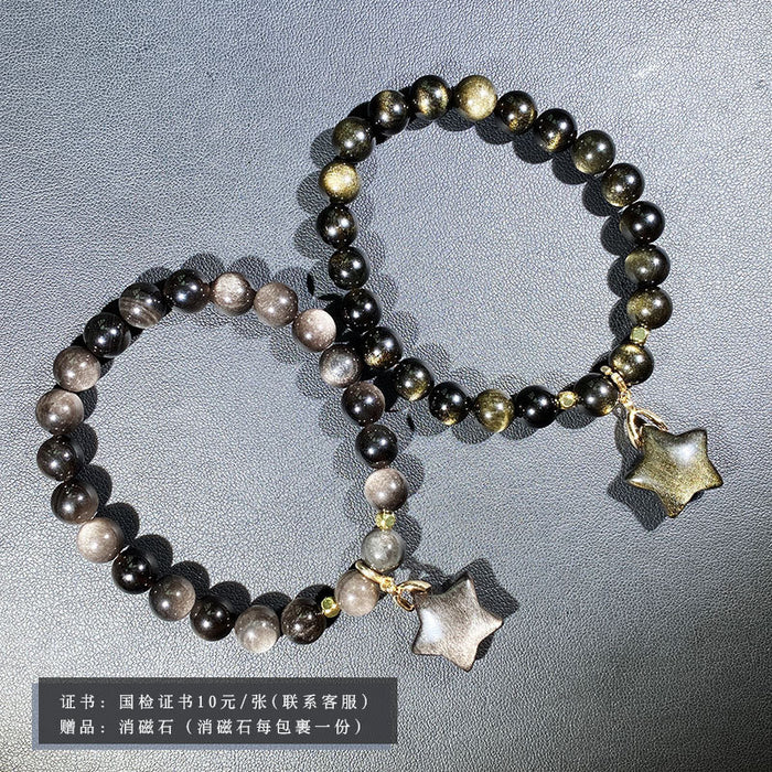 Jewelry WholesaleWholesale Obsidian Star Bare Stone Pentagram Hanging Bracelet JDC-BT-BaiM001 Bracelet 百慕 %variant_option1% %variant_option2% %variant_option3%  Factory Price JoyasDeChina Joyas De China