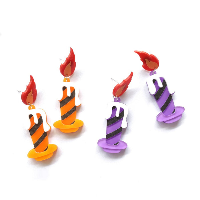 Wholesale earrings acrylic halloween candle red flame MOQ≥2 JDC-ES-XUEP045