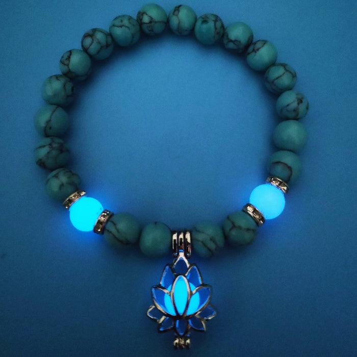 Brazalete turquesa al por mayor Energía de loto brillante Beads de estiramiento de loto JDC-BT-Zhongy001