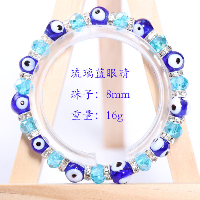 Brazalete al por mayor Vintage Azules glaseados Palabra colgante de palma MOQ≥2 JDC-BT-HUOM001